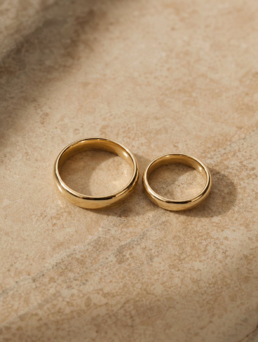 Alianzas de boda de oro sobre piedra
